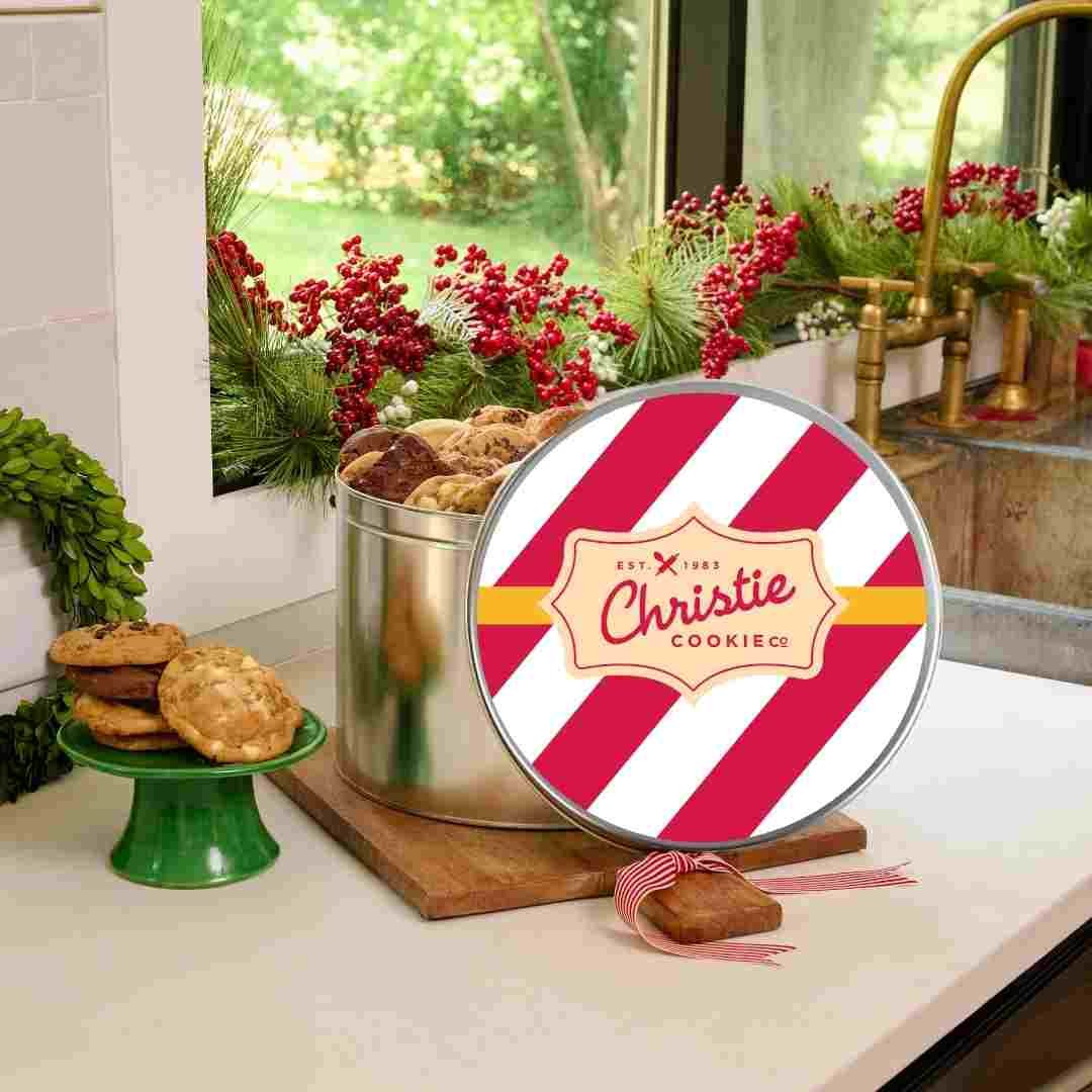 Candy cane gourmet cookie and brownie gift tin