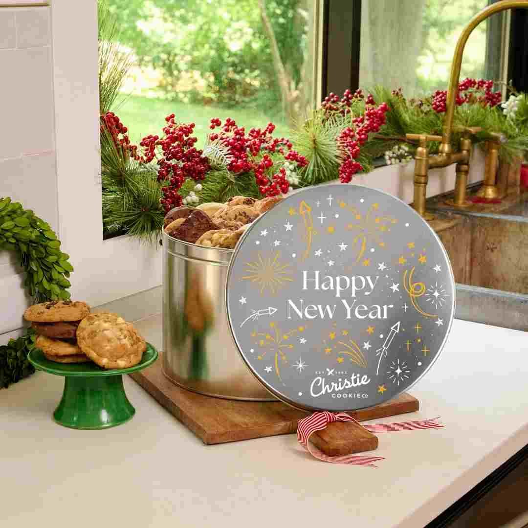 New year's fireworks gourmet cookie gift tin