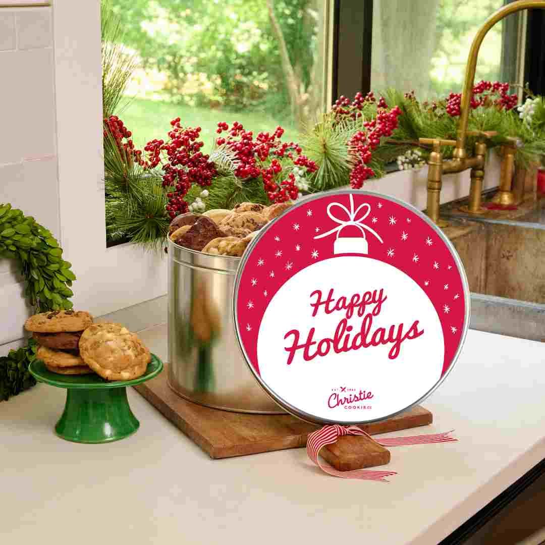 Holiday ornament gourmet cookie gift tin