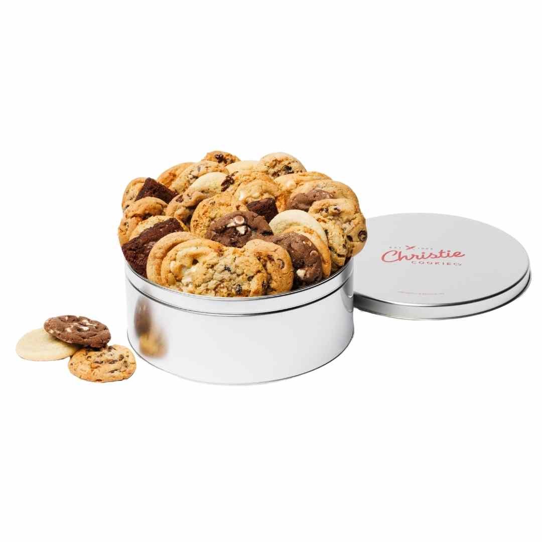 Great 8 assortment gourmet cookie and brownie gift tin with lid