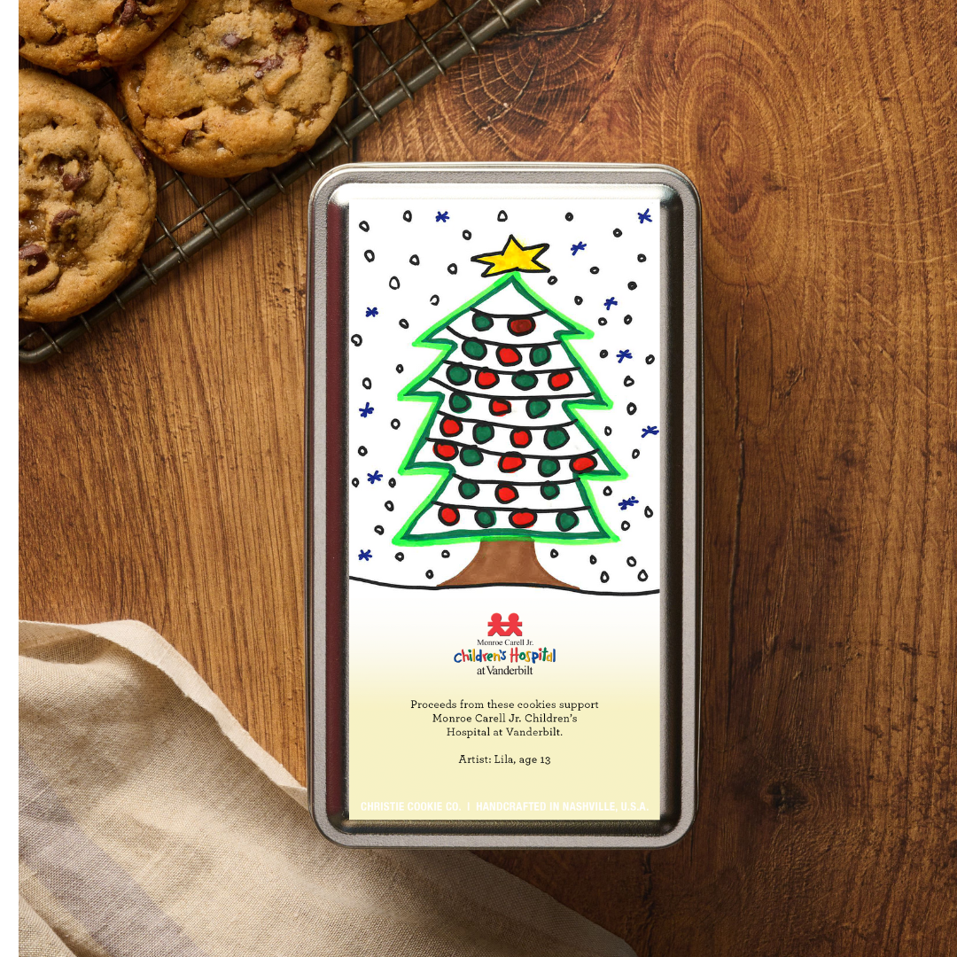 Monroe Carell Jr. Children's Hospital at Vanderbilt Christmas Tree Tin, 12 Cookies