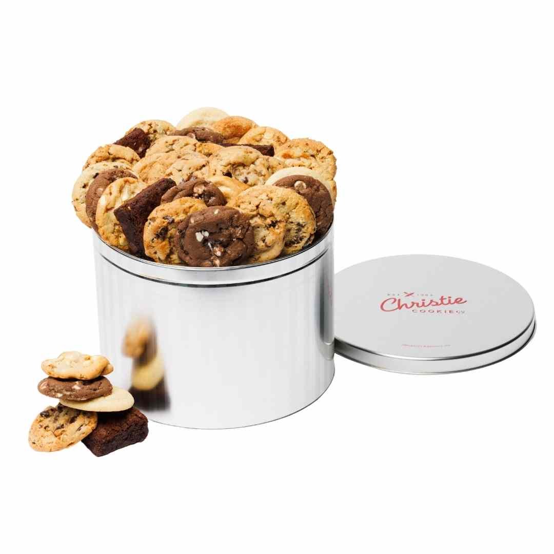 Great 8 assortment gourmet cookie and brownie gift tin with lid