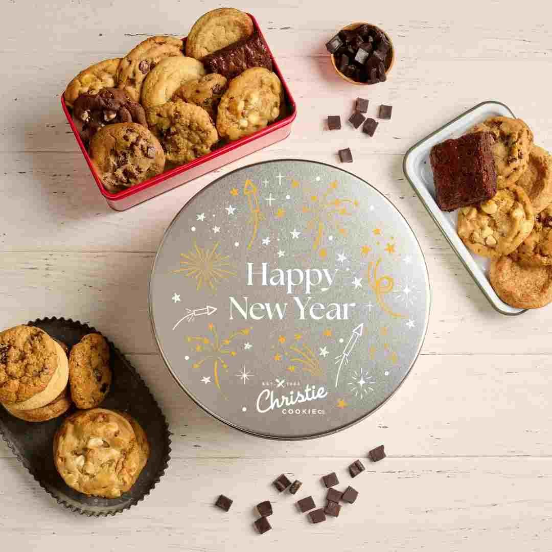 New year's fireworks gourmet cookie and brownie gift tin