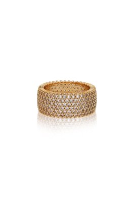 Crystal Thick Band 18k Gold Plated Ring