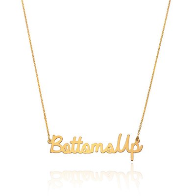 Cursive Bottomsup Necklace - 18K Gold Plating
