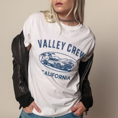 Valley Crew Car Oversized Tee - White