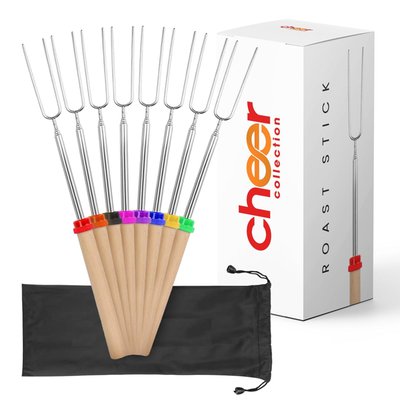 Extendable Marshmallow Roasting Sticks Set Of 8 Smores Skewers & Bbq Forks