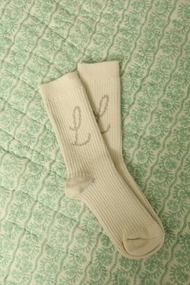 Bored Housewife Custom Logo Knit Socks - Cream