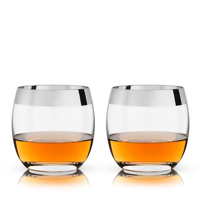 Irving Chrome-rimmed Crystal Tumblers Set Of 2
