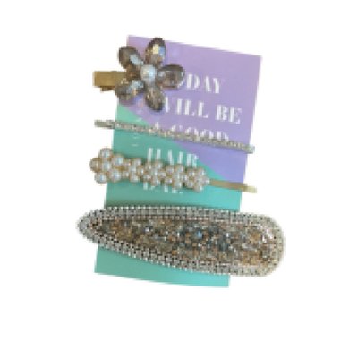 Barrette Set - Floral Gemstone