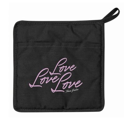 Love Love Love Quilted Pot Holder - Black