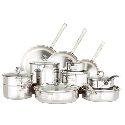 3-Ply Stainless Steel 17-Piece Cookware Set with Glass Lids