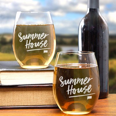 Summer House Logo Stemless Wine Glass