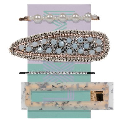 Barrette Set - Blue Gemstone