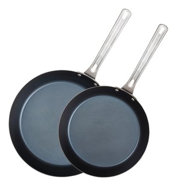 2-Piece Blue Carbon Steel Fry Pan Set