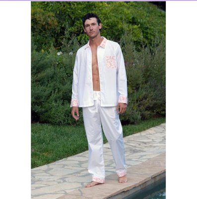 Long Sleeve Cherokee Rose Pajama Set - White