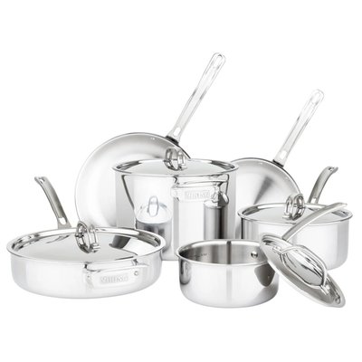 Viking 3-ply Stainless Steel 10-piece Cookware Set With Metal Lids