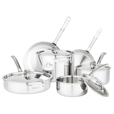 3-Ply Stainless Steel 10-Piece Cookware Set with Metal Lids