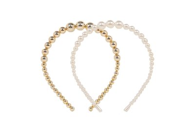 Having A Ball Pearl & Gold Headband Set