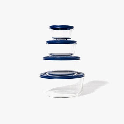 Glass Food Storage Containers And Round Nesting Space-saving Set