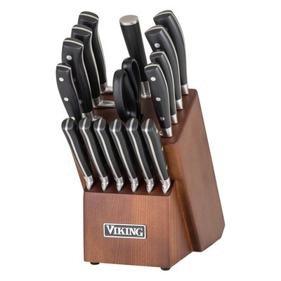 17-Piece Cutlery Set with Light Walnut Color Block