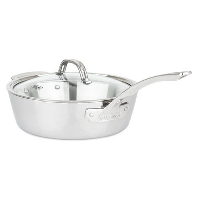 Contemporary 3-Ply Sauté Pan with Glass Lid