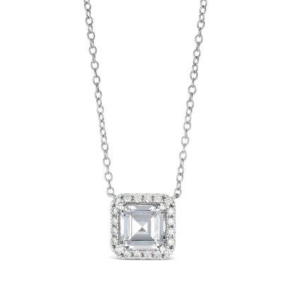 Classic Halo Asscher Cut Necklace