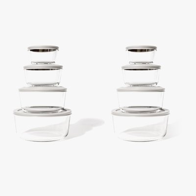 Glass Food Storage Containers Nesting Space-saving Set