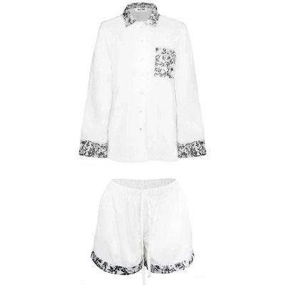 Long/Short Cherokee Rose Pajama Set - White