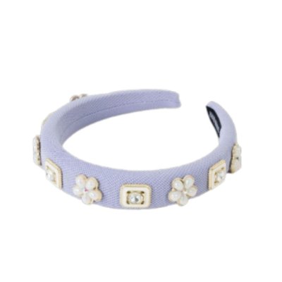 Flower Pearl Mesh Headband - Purple