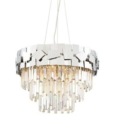 Possini Euro Design Chrome Drum Pendant Chandelier 23" Wide Modern Clear Crystal Fixture Dining Room House Foyer Kitchen Island