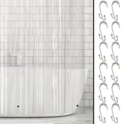 mDesign Waterproof PEVA Shower Curtain Liner, 3 Gauge, 72" x 72", 4 Pack - Clear