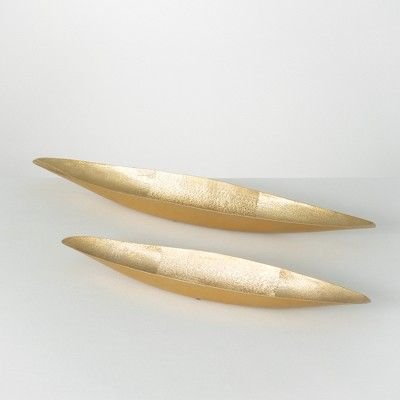 Sullivans Lustrous Brushed Gold Tray Set of 2, 33.25"L & 25.5"L Gold