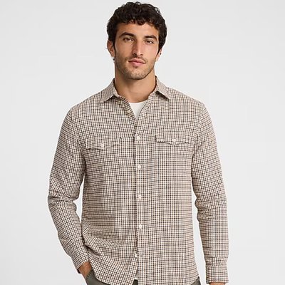 Plaid Double Button Pocket Stretch Flannel Shirt