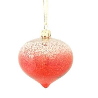 Melrose 3" Ombre Mercury Glass Onion Shaped Finial Christmas Ornament - Crimson Red/Silver