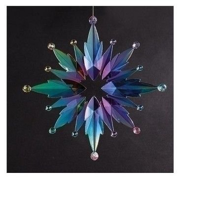 Roman 12" Rainbow Iridescent Snowflake Christmas Ornament - Blue/Green