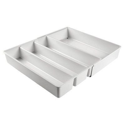 mDesign Expandable Divided Office Desk Drawer Organizer - Light Gray