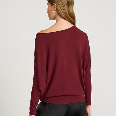 Relaxed Crepe Convertible Dolman Long Sleeve Sweater