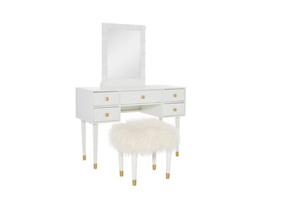 Linon Geo Lighted Vanity and Stool Set