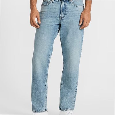 Straight Light Wash Stretch Jeans
