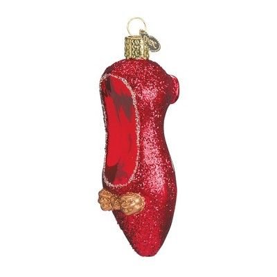 Old World Christmas 3.75" Old World Christmas Ruby Red Slipper Glass Ornament #32015