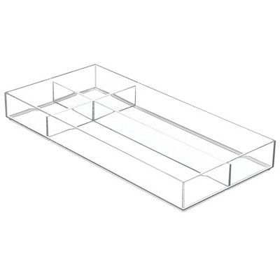 mDesign Long Plastic Divided Office Drawer Organizer, 4 Sections, 2 Pack - Clear