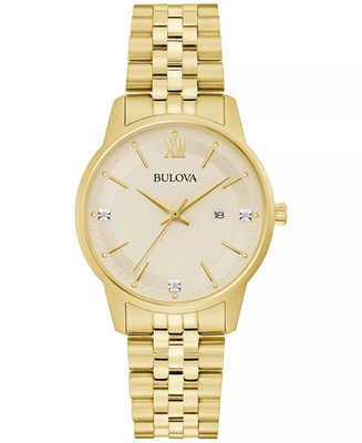 Women's Classic Diamond Accent Gold-Tone Stainless Steel Bracelet Watch 32mm