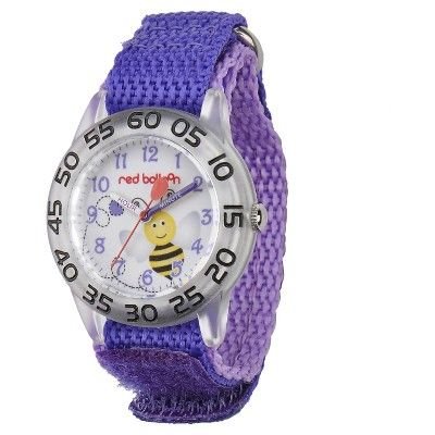 Girls' Red Balloon Bumblebee Plastic Time Teacher Watch - Purple