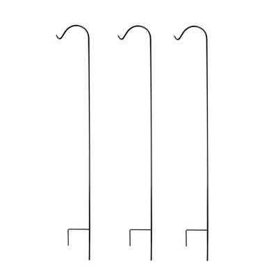 Ashman 92 Inch Shepherd's Hook Premium Durable Metal Outdoor Garden Plant, Wind Chime, and Decoration Hanger, Black (3 Pack)