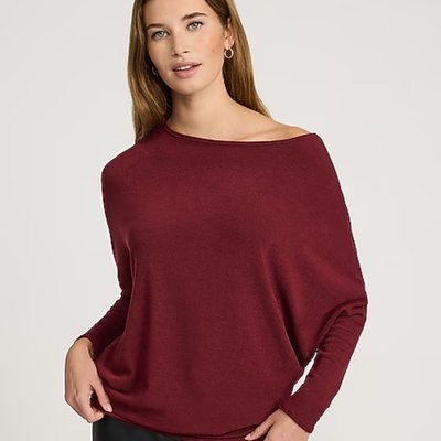 Relaxed Crepe Convertible Dolman Long Sleeve Sweater