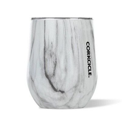 Corkcicle Luxe Collection 12 Oz Triple Insulated Stainless Steel Stemless Travel Cup with Lid & Silicone Bottom for Hot and Cold Drinks, Snowdrift