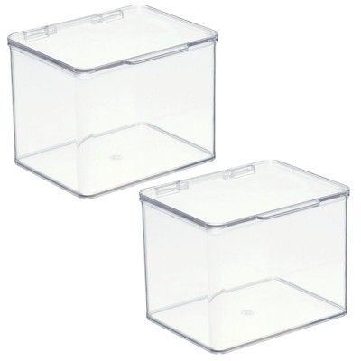 mDesign Plastic Stackable Playroom Toy Storage Bin w/ Lid - 2 Pack - Clear