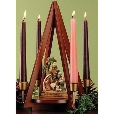 Roman 12" Brown and Gold Holy Family Christmas Advent Taper Candle Holder
