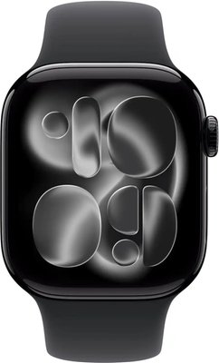 Apple Watch Series 11 (GPS) 42mm Jet Black Aluminum Case with Black Sport Band - S/M - Jet Black - (2025)